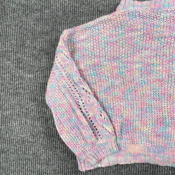 Debut Sweater Womens Small S/M Purple Rainbow Open Knit Lightweight Short Casual - Picture 11 of 14